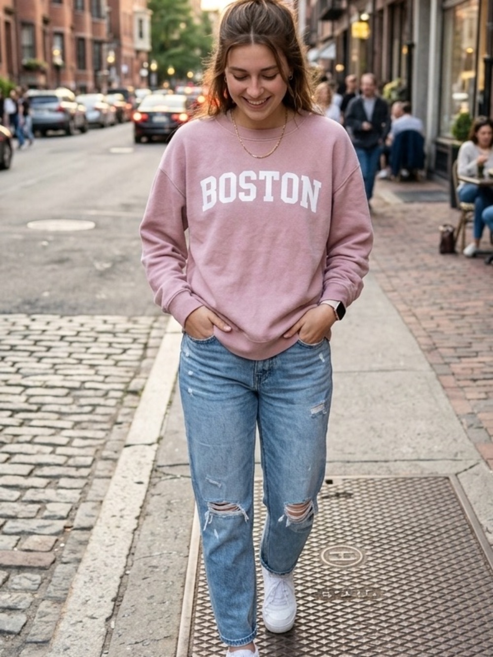 Bay State Gear blush pink Boston graphic sweatshirt size medium